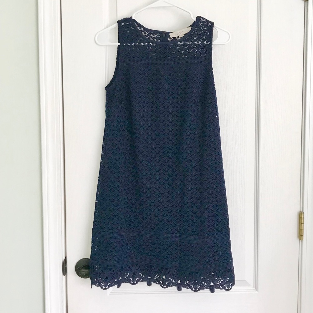 LOFT navy blue lace dress